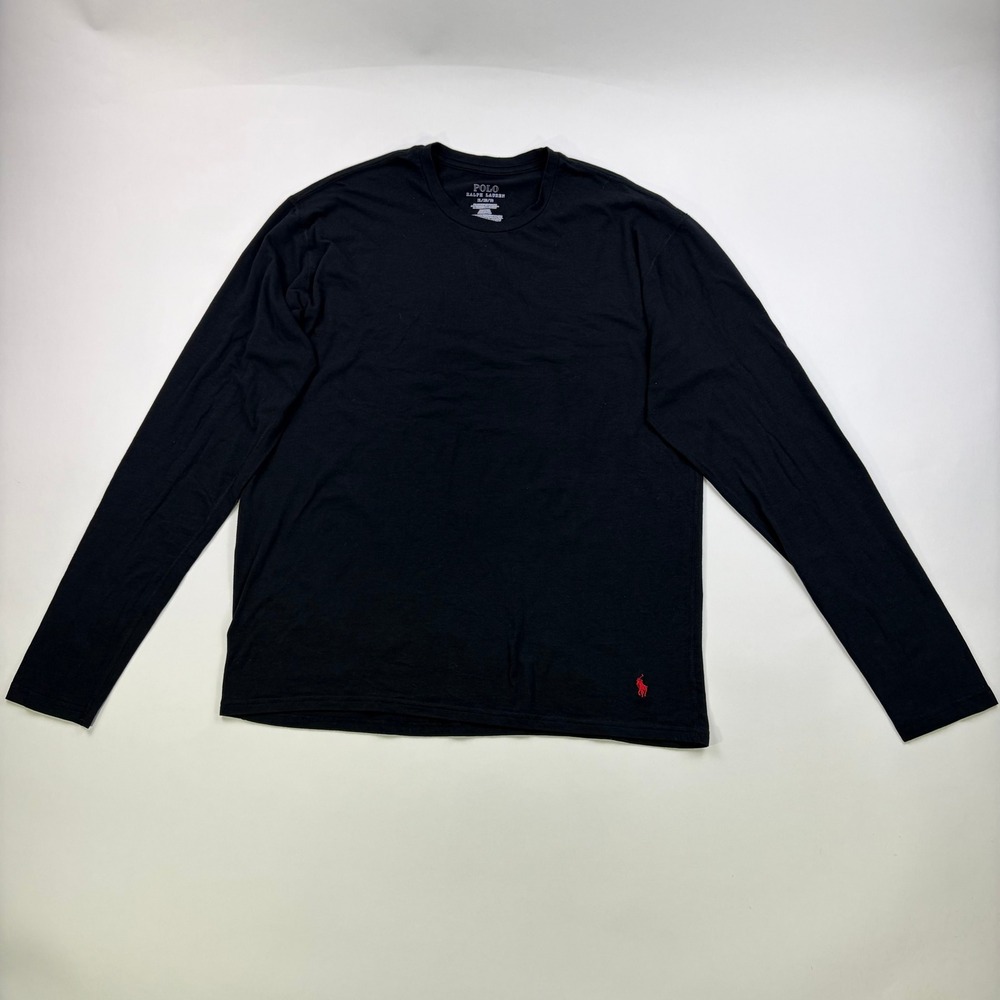 Polo Ralph Lauren Long Sleeve T-Shirt Mens XL Black Red Pony Crewneck Stretch